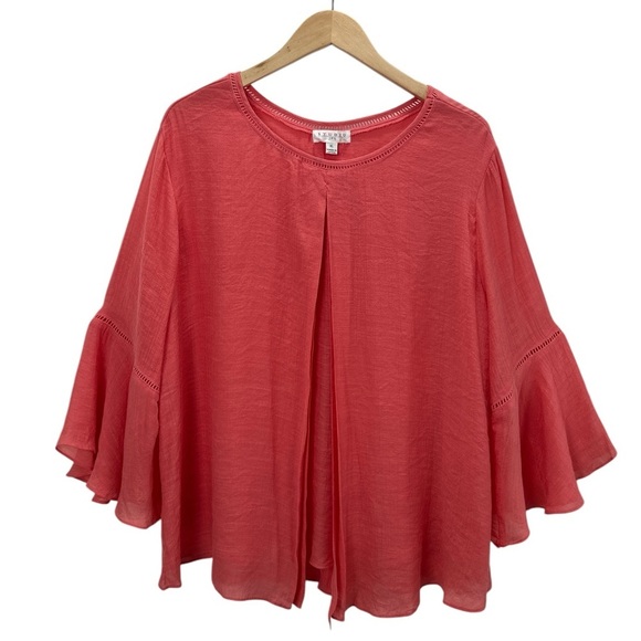 Studio JPR Tops - NWT Studio JPR Bohemian Flowy Cape Style Modest Blouse Coral